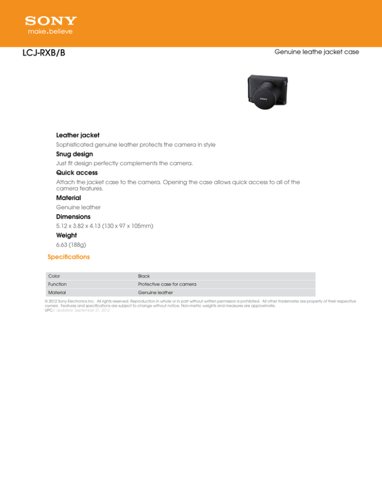 Sony LCJ-RXB Specification Sony LCJ-RXB Specification