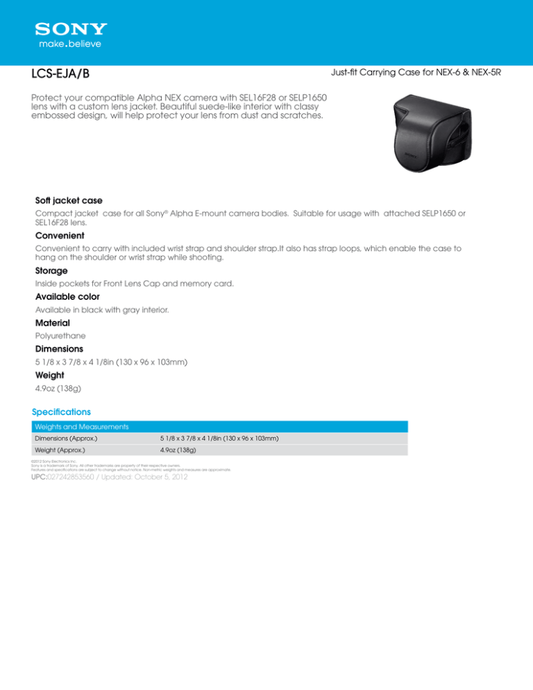 Sony LCS-EJA Specification Sony LCS-EJA Specification