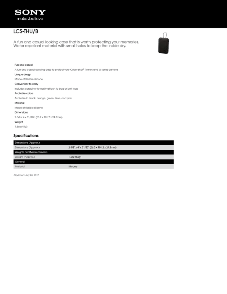 Sony LCS-THU Specification Sony LCS-THU Specification