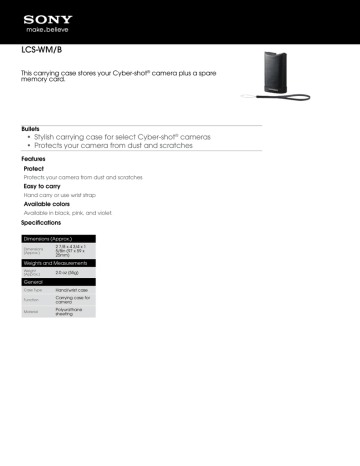 Sony LCS-WM Specification Sony LCS-WM Specification