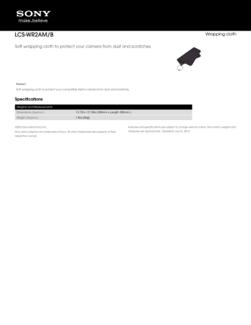 Sony LCS-WR2AM Specification Sony LCS-WR2AM Specification