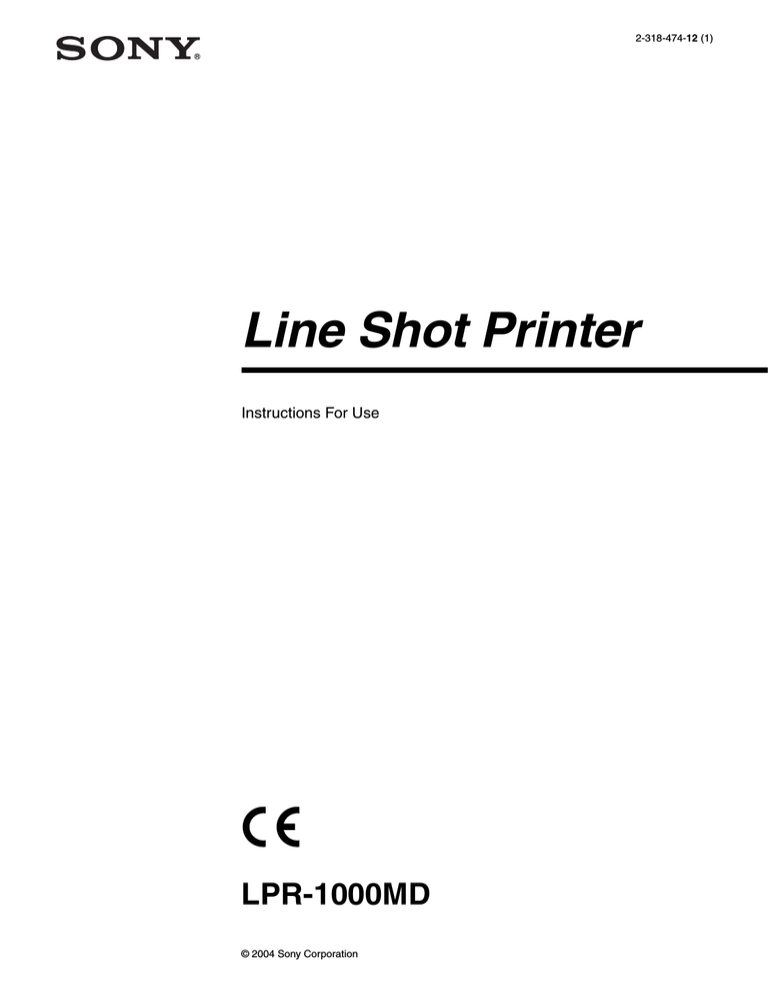 Sony LPR-1000MD User manual Sony LPR-1000MD User manual