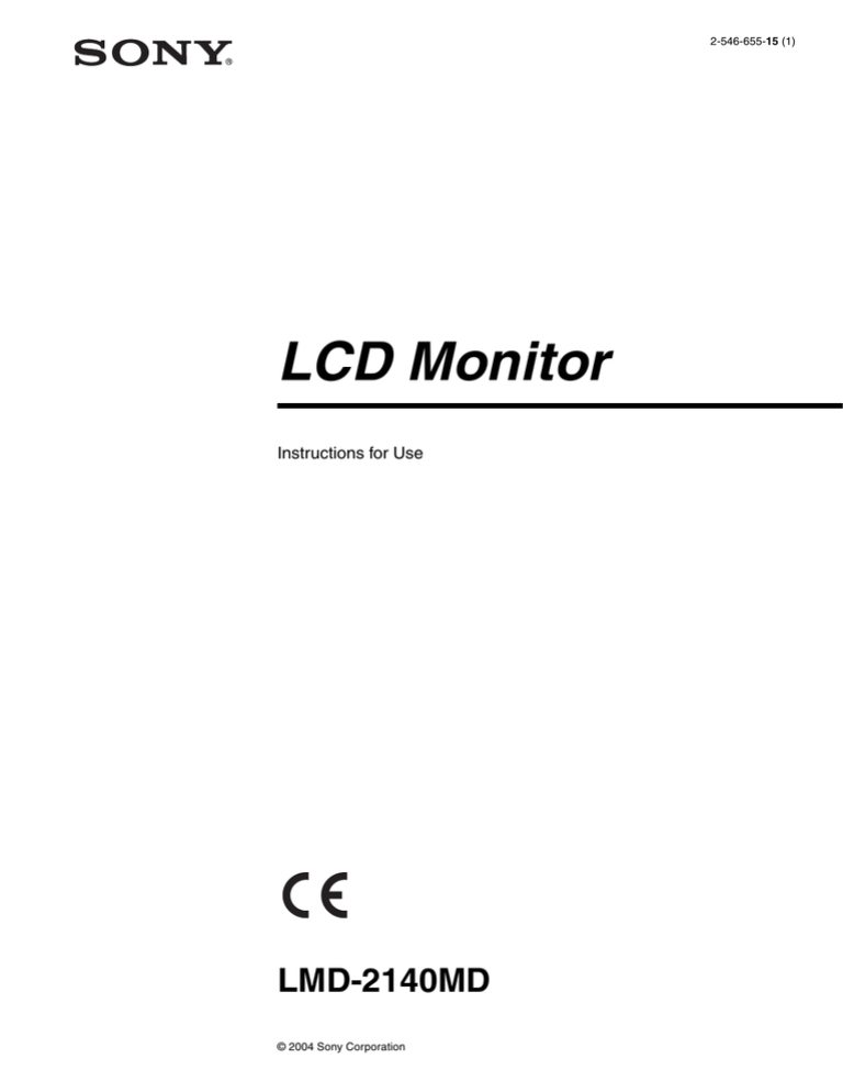 Sony LUMA LMD-2140MD User's manual Sony LUMA LMD-2140MD User's manual