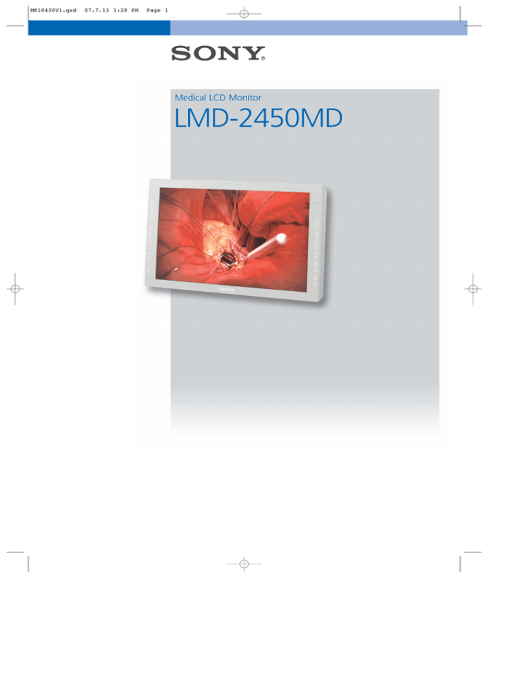 Sony LUMA LMD-2450MD User's manual Sony LUMA LMD-2450MD User's manual