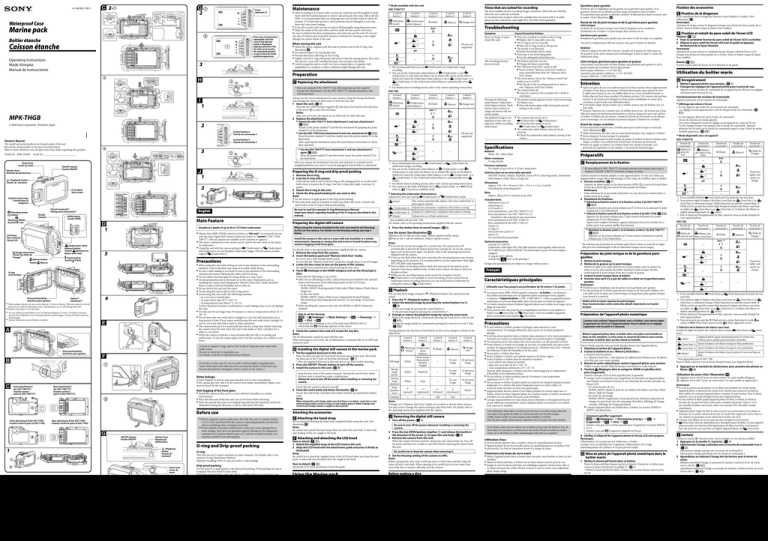 Sony MARINE PACK MPK-THGB User manual Sony MARINE PACK MPK-THGB User manual