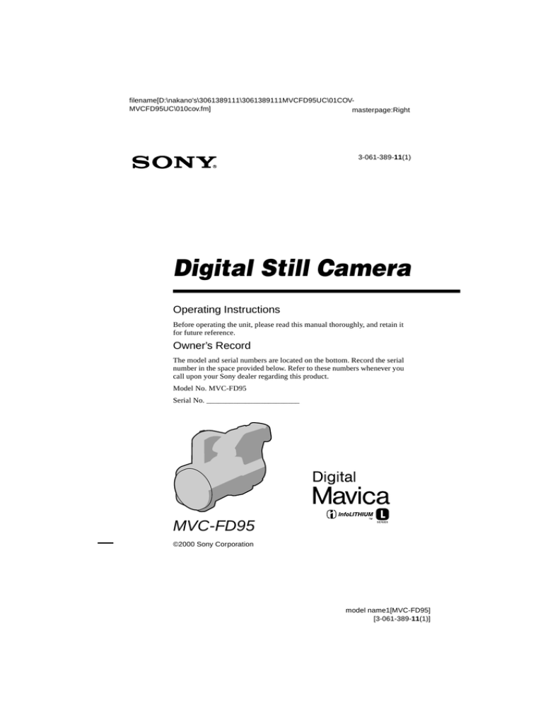 Sony Mavica MVC-FD95 User's manual Sony Mavica MVC-FD95 User's manual