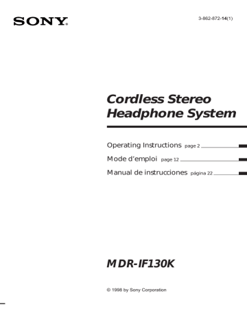 Sony MDR-IF130K, MDR IF130K User's manual Sony MDR-IF130K, MDR IF130K User's manual