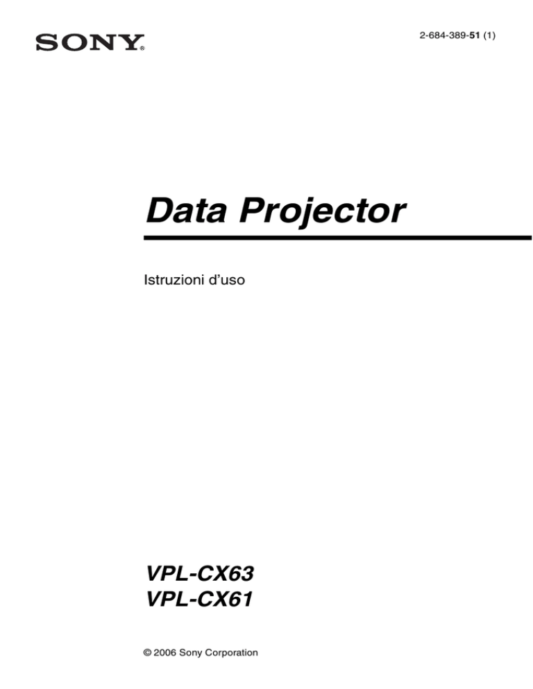 Sony VPL-CX61, Model VPL-CX61 User's manual Sony VPL-CX61, Model VPL-CX61 User's manual