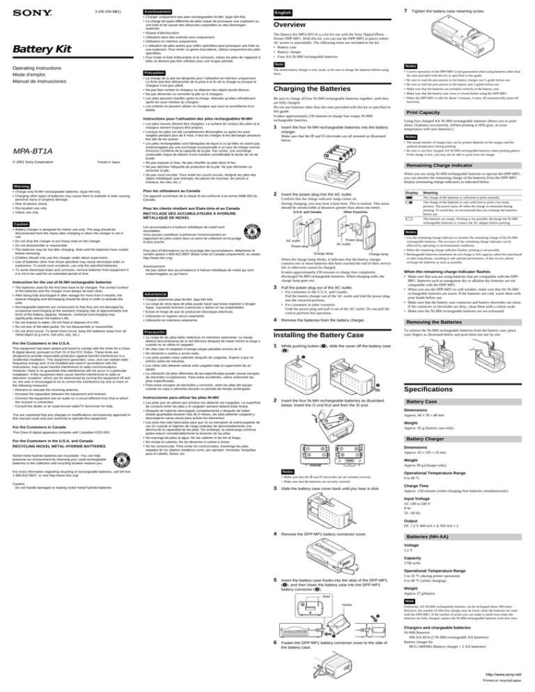 Sony MPA-BT1A User's manual Sony MPA-BT1A User's manual