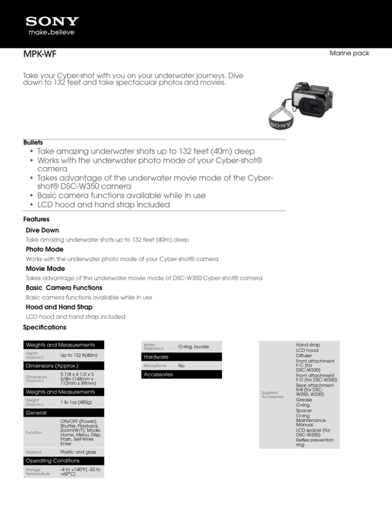 Sony MPK-WF Specification Sony MPK-WF Specification