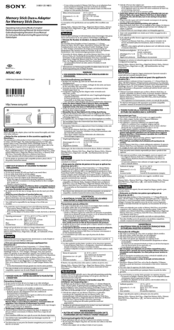 Sony MSAC-M2 User's manual Sony MSAC-M2 User's manual