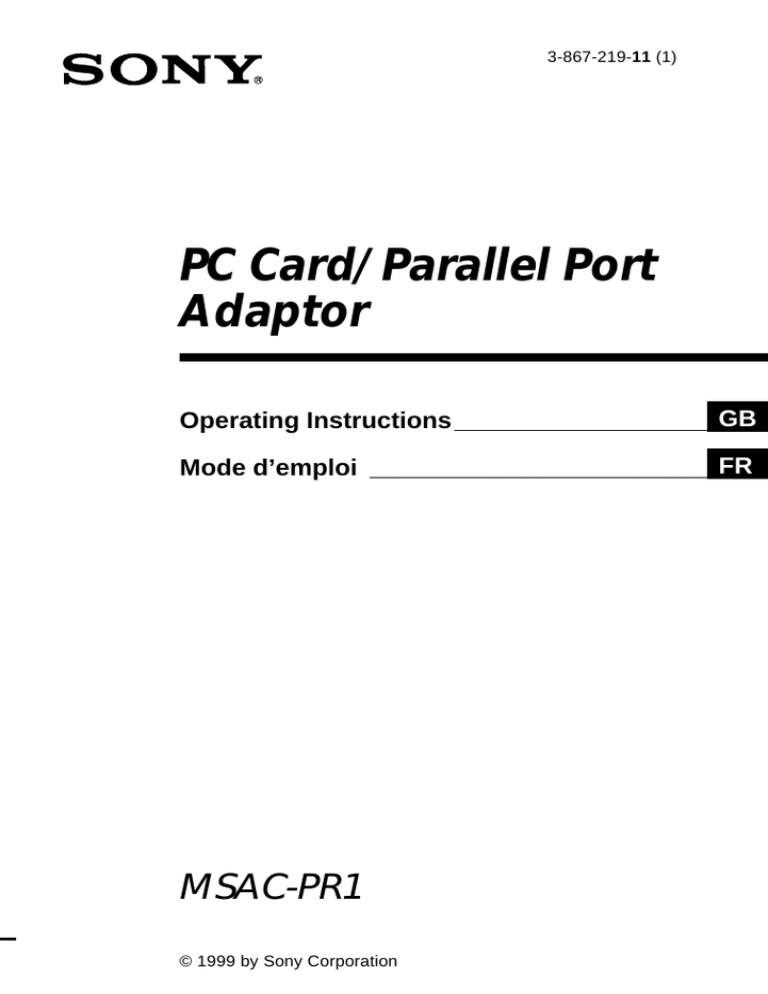 Sony MSAC-PR1 User's manual Sony MSAC-PR1 User's manual