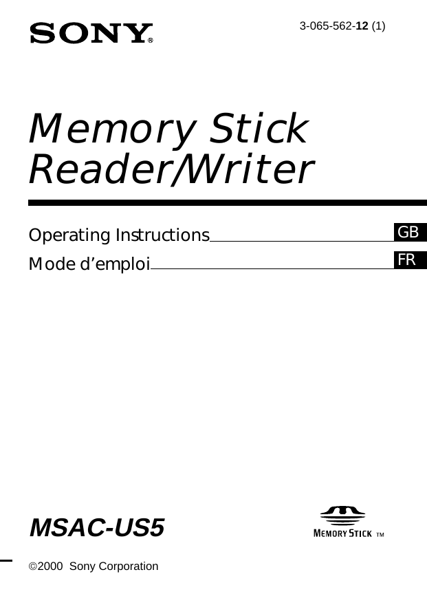 Sony MSAC-US5 User manual Sony MSAC-US5 User manual