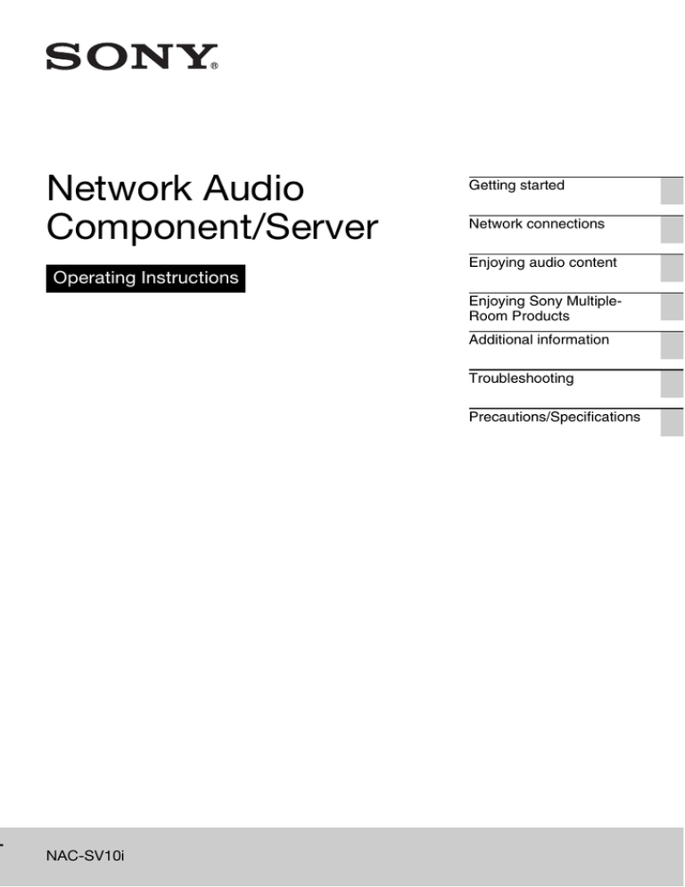 Sony NAC-SV10I User's manual Sony NAC-SV10I User's manual
