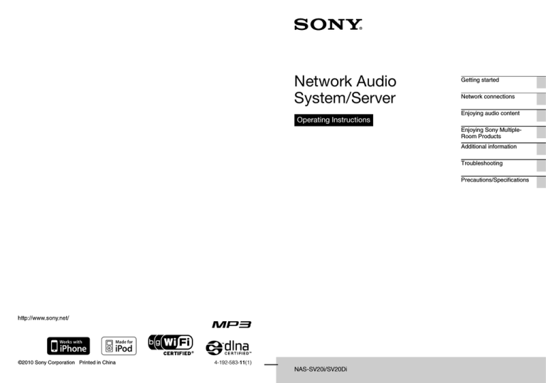 Sony NAS-SV20DI User's manual Sony NAS-SV20DI User's manual