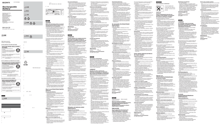 Sony NH-AA-DI User's manual Sony NH-AA-DI User's manual
