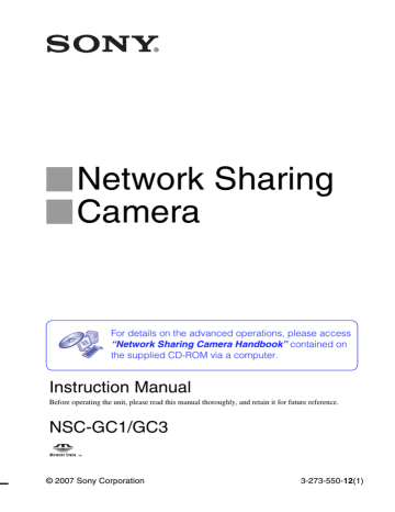 Sony NSC-GC1 User's Manual | Manualzz Sony NSC-GC1 User's Manual | Manualzz