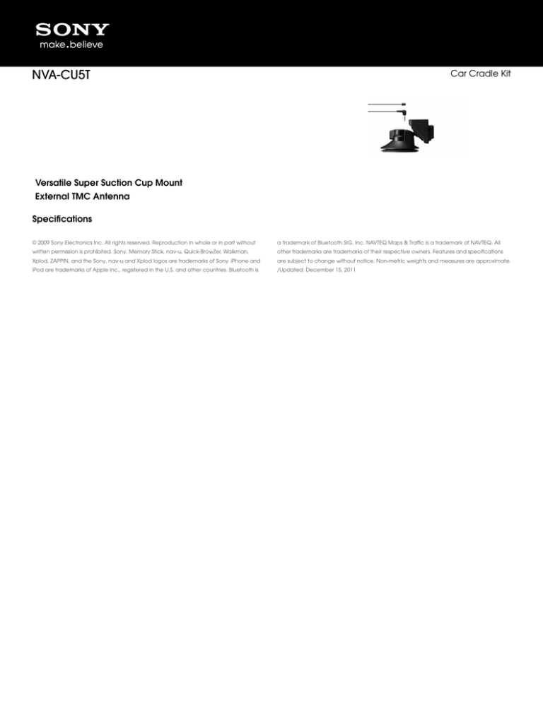 Sony NVA-CU5T Specification Sony NVA-CU5T Specification