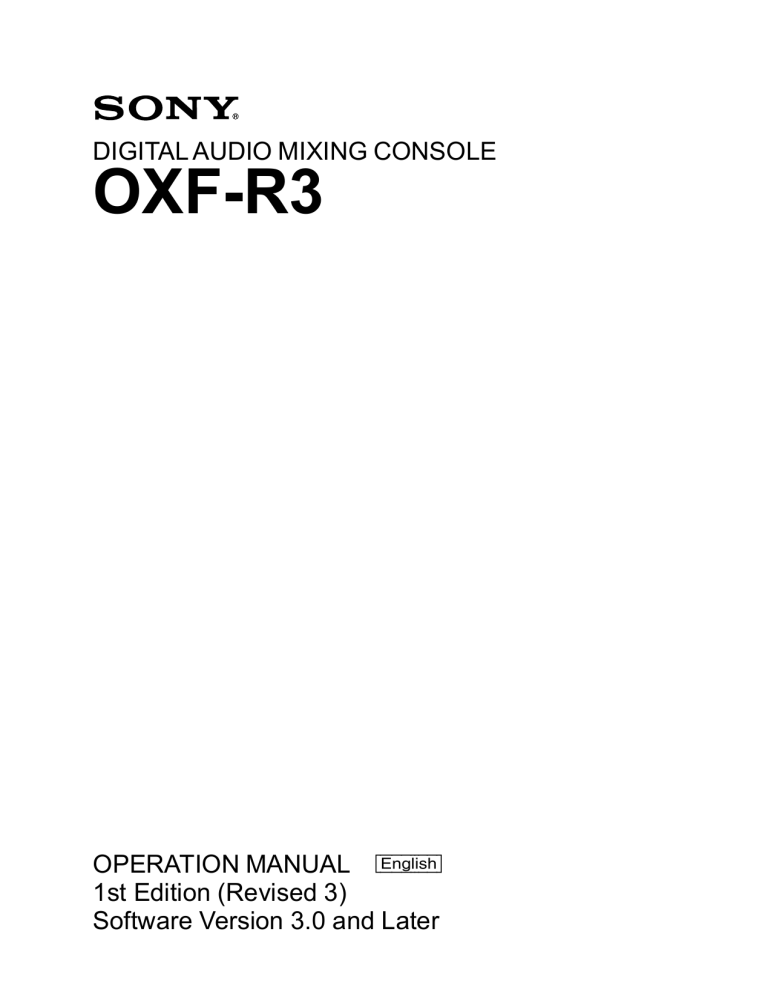 Sony OXF-R3 User's manual Sony OXF-R3 User's manual