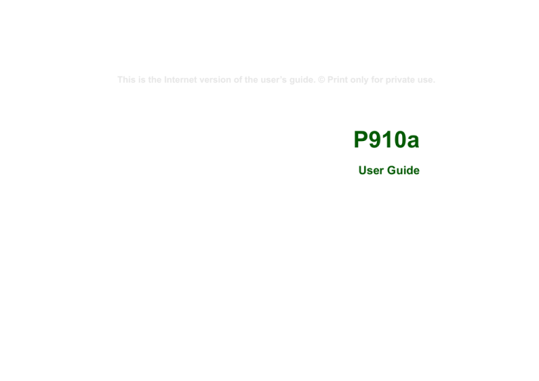 Sony P910a User's manual Sony P910a User's manual
