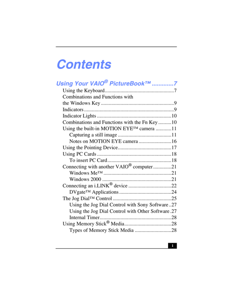 Sony PCG-C1VPK User manual Sony PCG-C1VPK User manual