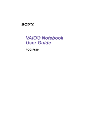 Sony PCG-F640 User's manual Sony PCG-F640 User's manual