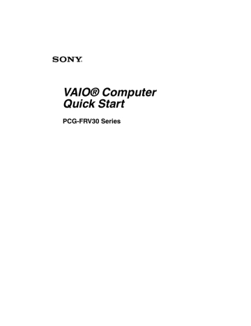 Sony PCG-FRV31 Quick start guide Sony PCG-FRV31 Quick start guide