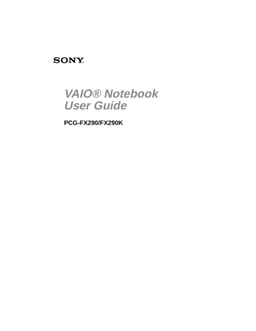 Sony PCG-FX290 User's manual Sony PCG-FX290 User's manual