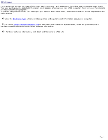 Sony PCG-V505DC1P User's Guide Sony PCG-V505DC1P User's Guide