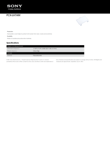 Sony PCK-LH7AM Specification Sony PCK-LH7AM Specification