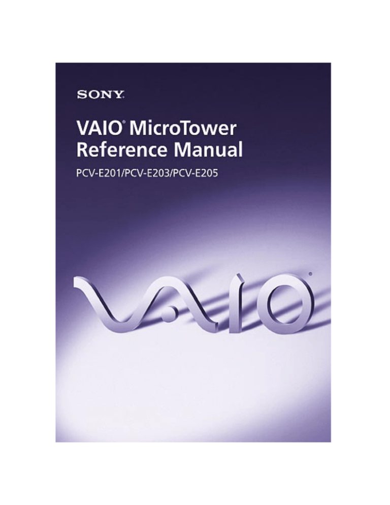 Sony PCV-E201 Reference guide Sony PCV-E201 Reference guide