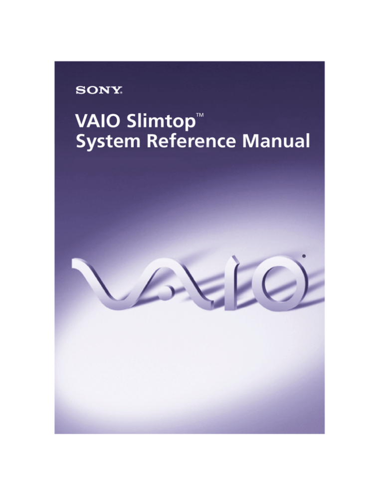Sony PCV-LX920 Reference guide Sony PCV-LX920 Reference guide