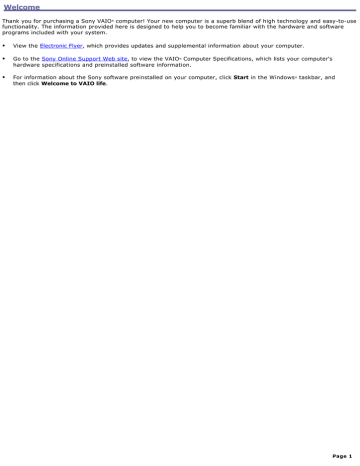 Sony PCV-RS600C User's Guide Sony PCV-RS600C User's Guide