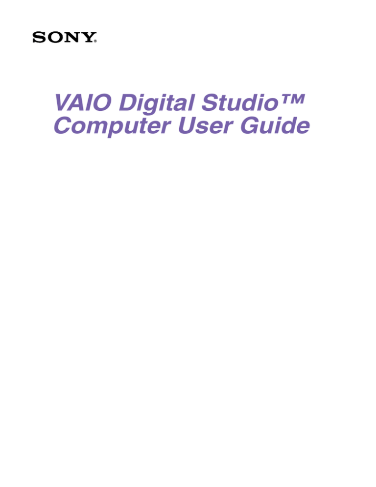Sony PCV-RX551 User's guide Sony PCV-RX551 User's guide