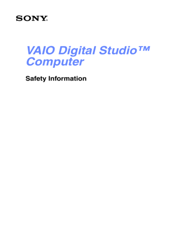 Sony PCV-RX600N Safety information Sony PCV-RX600N Safety information