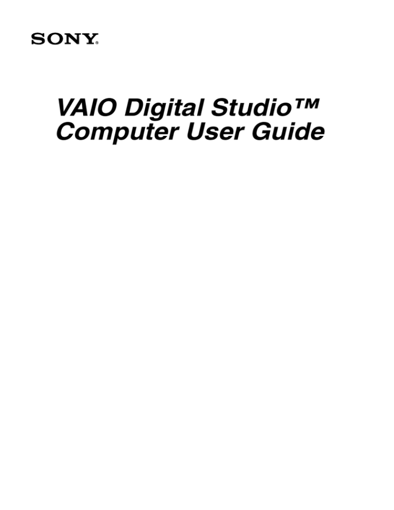 Sony PCV-RX690G User's guide Sony PCV-RX690G User's guide