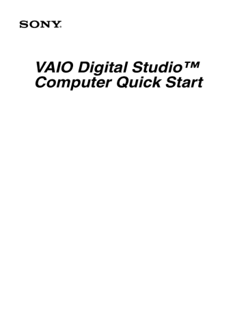 Sony PCV-RX790G Quick start guide Sony PCV-RX790G Quick start guide