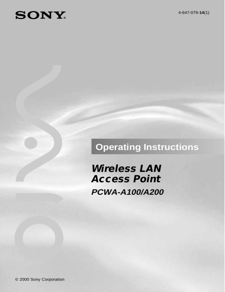 Sony PCWA-A100, PCWA-A200 User's manual Sony PCWA-A100, PCWA-A200 User's manual