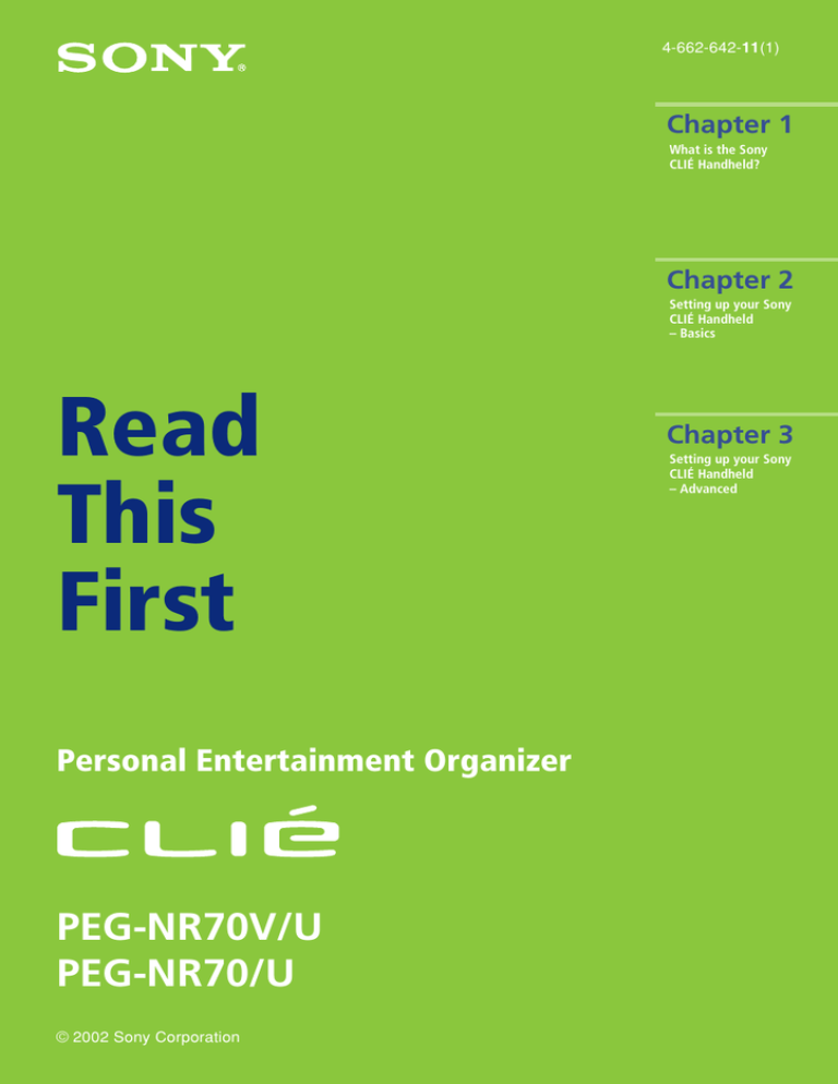 Sony PEG-NR70V/U User manual Sony PEG-NR70V/U User manual