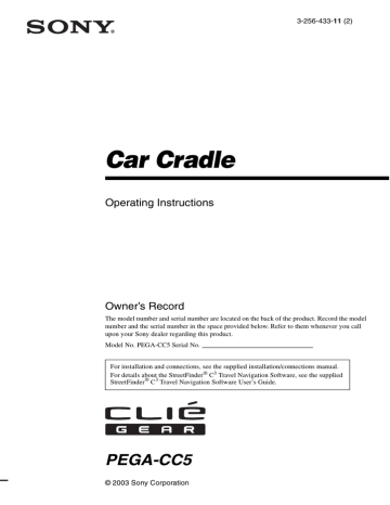 Sony PEGA-CC5 User's manual Sony PEGA-CC5 User's manual