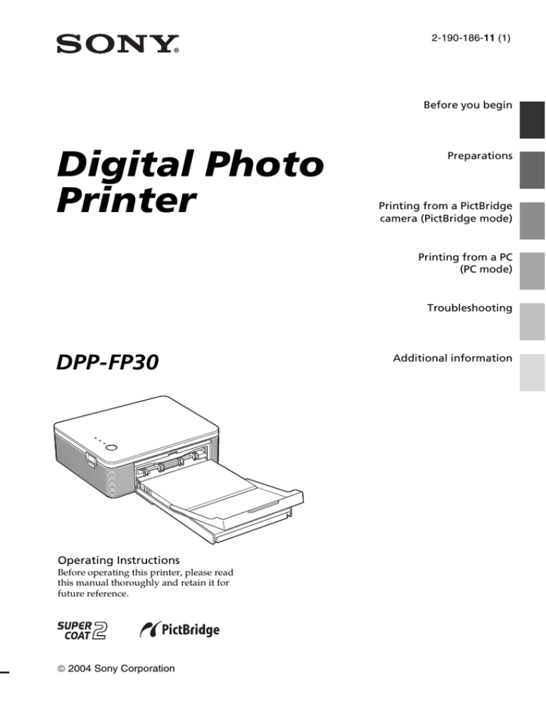 Sony DPP-FP30 User's manual Sony DPP-FP30 User's manual