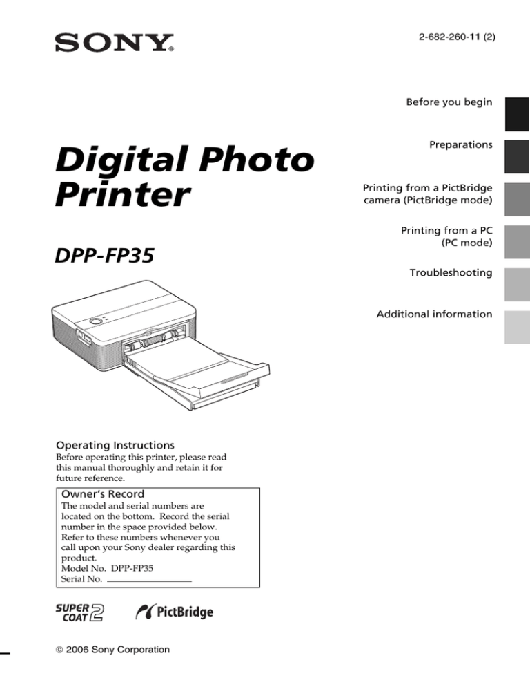 Sony DPP-FP35 User's manual Sony DPP-FP35 User's manual