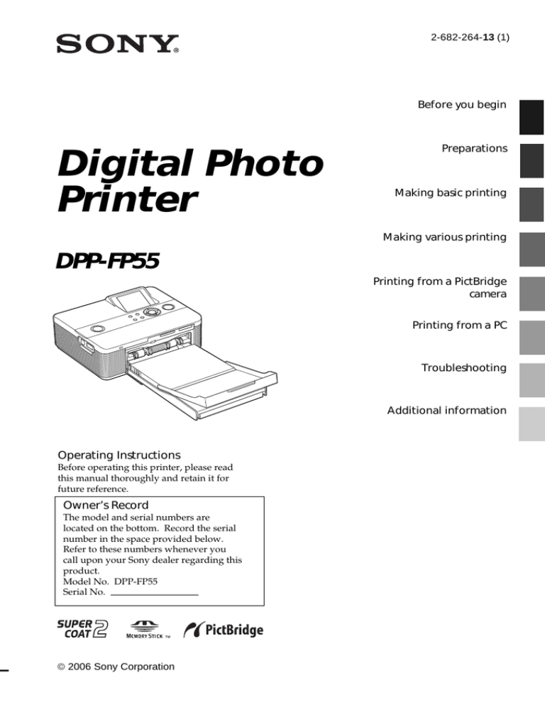 Sony DPP-FP55 User's manual Sony DPP-FP55 User's manual
