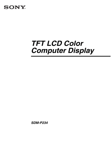 Sony PREMIERPRO SDM-P234 User's manual Sony PREMIERPRO SDM-P234 User's manual