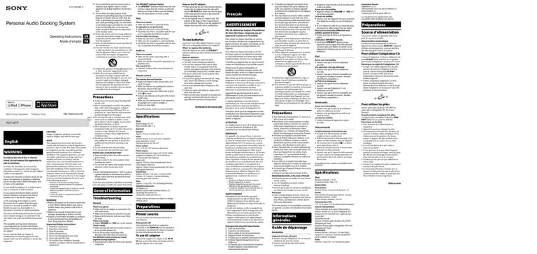 Sony RDP-M7iP User's manual Sony RDP-M7iP User's manual