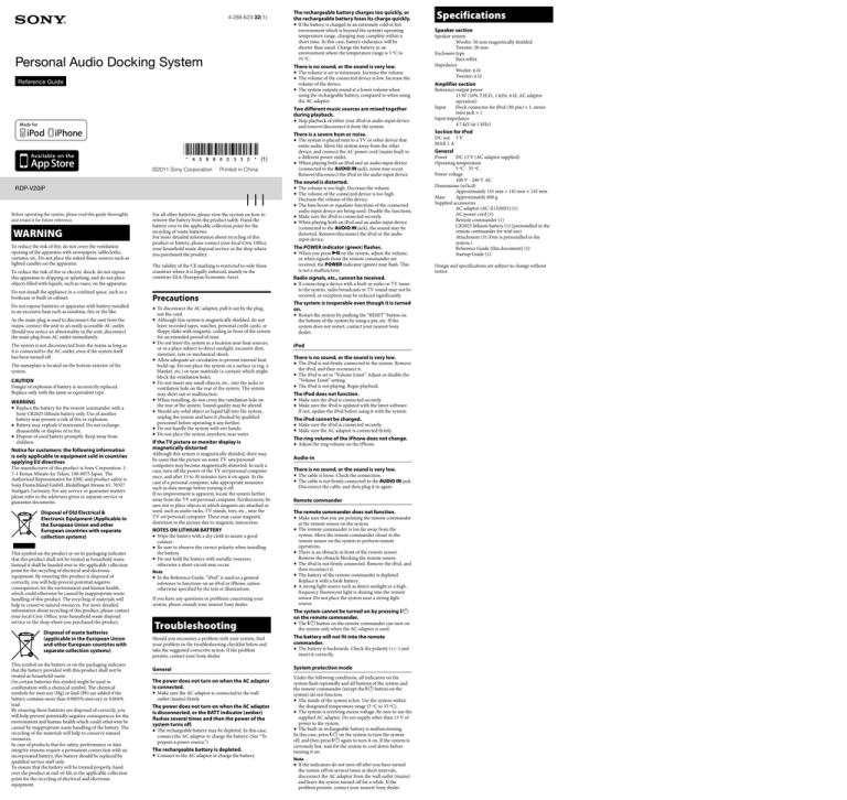 Sony RDP-V20IP User's manual Sony RDP-V20IP User's manual