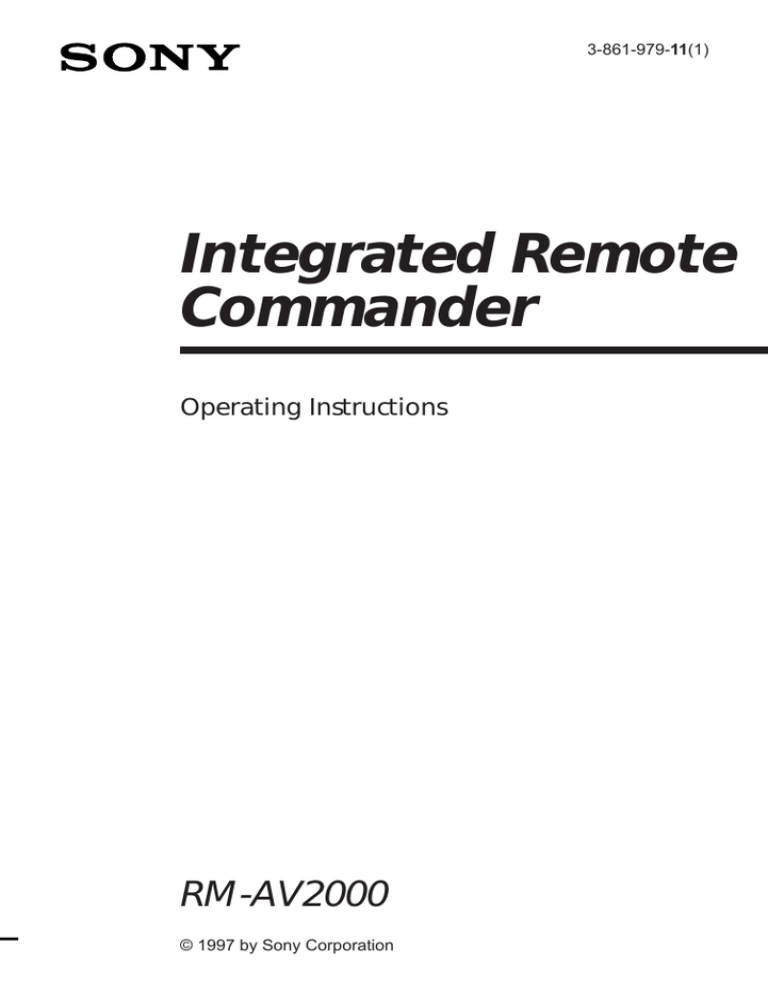 Sony RM-AV2000 User's manual Sony RM-AV2000 User's manual