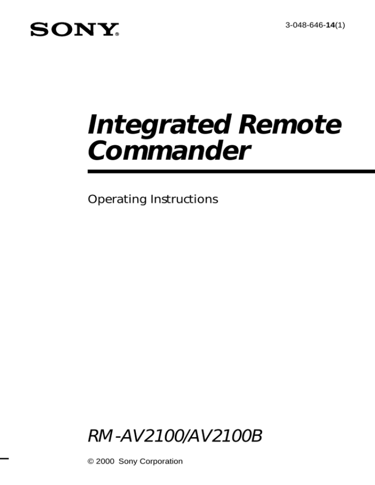 Sony RM-AV2100B User's manual Sony RM-AV2100B User's manual
