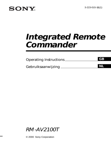 Sony RM-AV2100T User's manual Sony RM-AV2100T User's manual