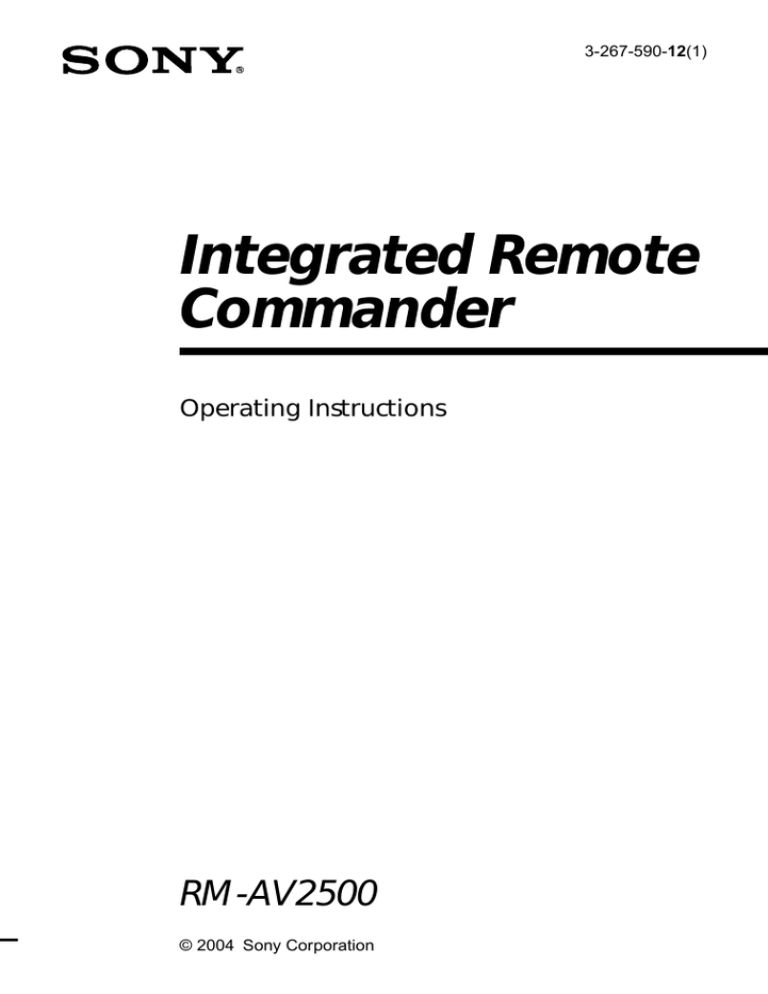 Sony RM-AV2500 User's manual Sony RM-AV2500 User's manual
